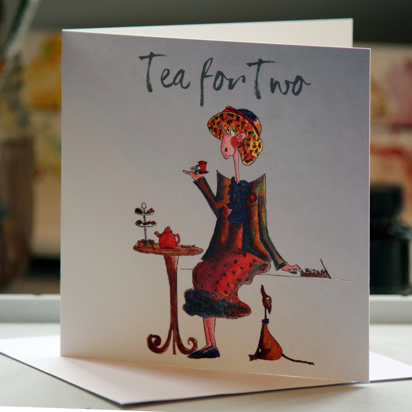 "Tea for Two" - Greeting Card - damedoodah.com - Art and Design by Katie Rudge