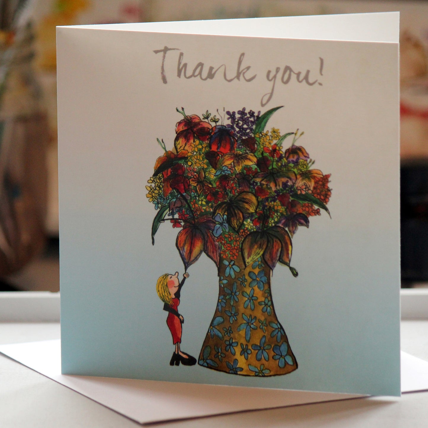 "Thank you flowers"- Greeting Card - damedoodah.com - Art and Design by Katie Rudge