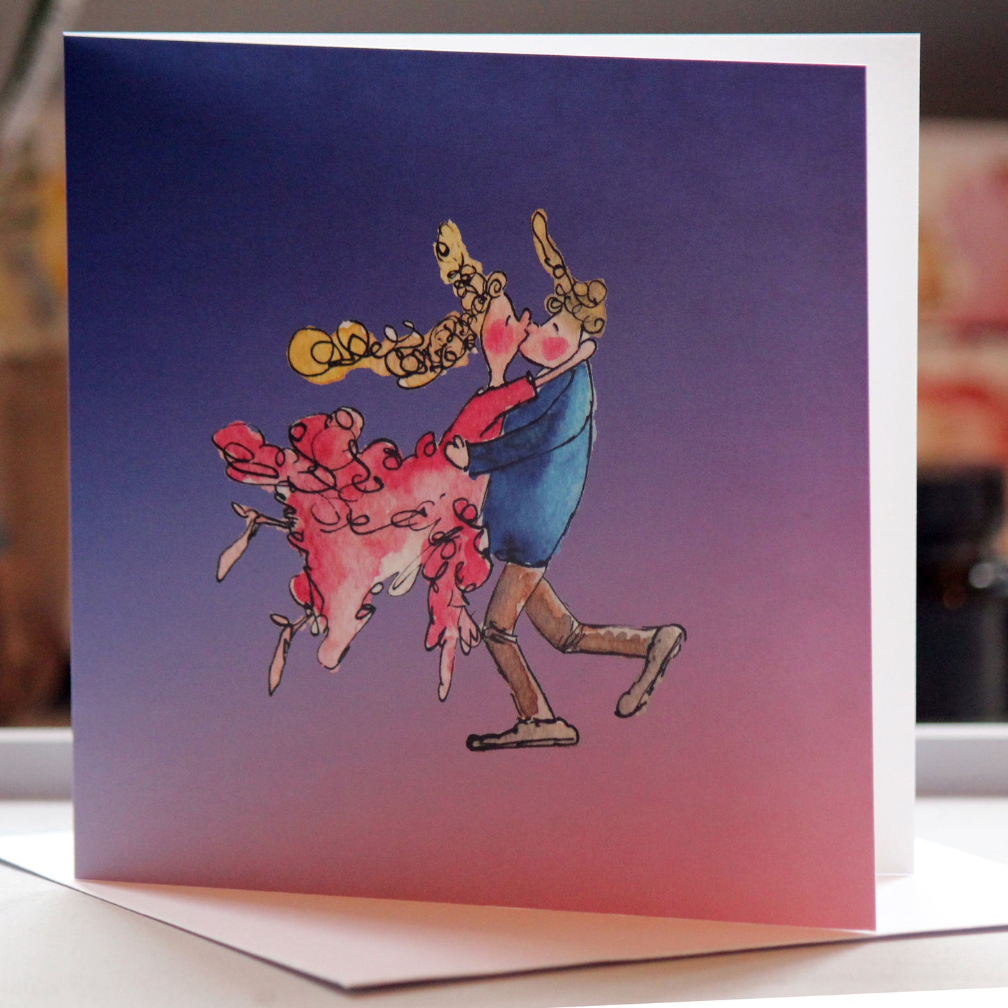 "The Kiss" - Greeting Card - damedoodah.com - Art and Design by Katie Rudge